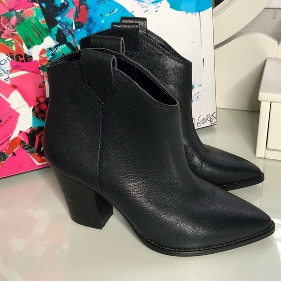 Lucky Brand Leather Western Boots in Black - Picture 2 of 9